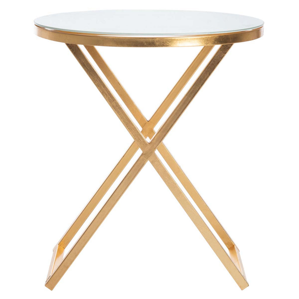 Safavieh Riona Round Top Accent Table - Gold/White Glass