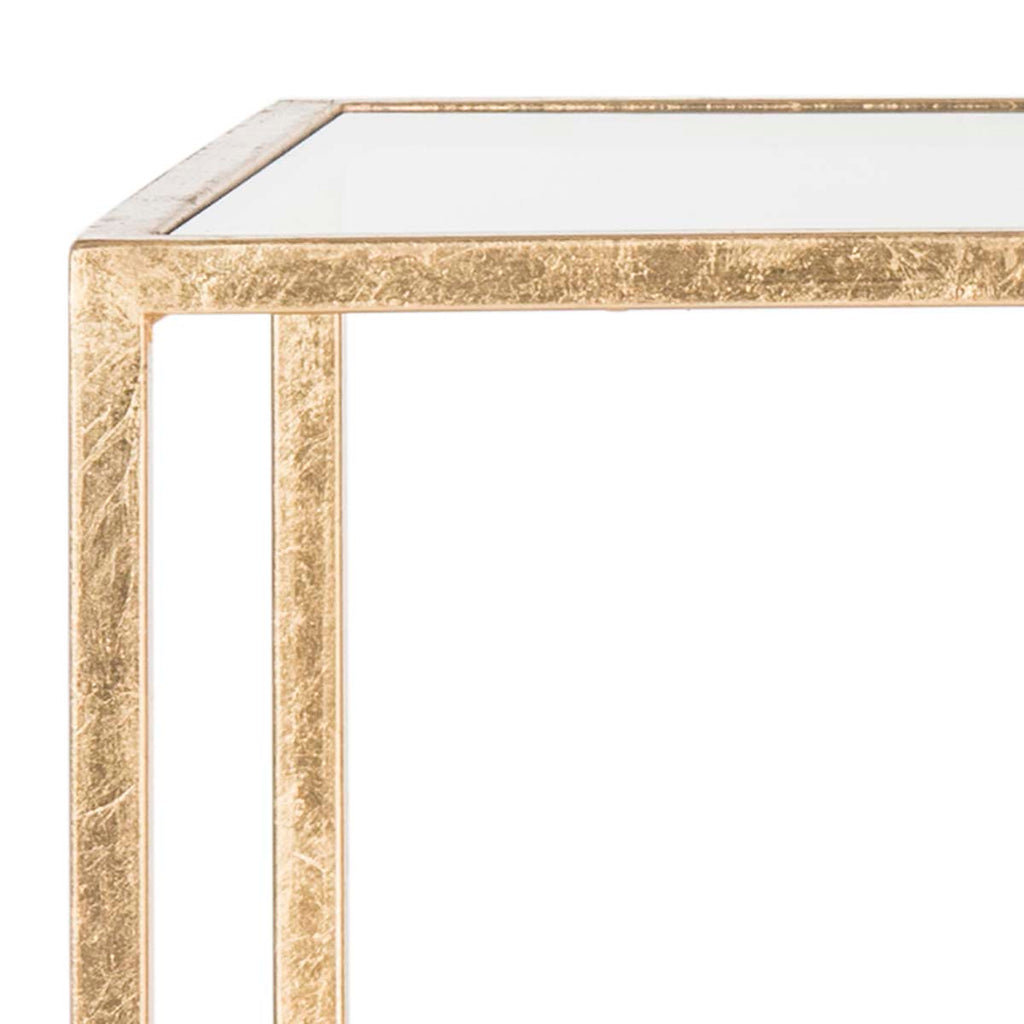 Safavieh Berdine Glass Top Greek Key Table - Gold/Mirror & Glass