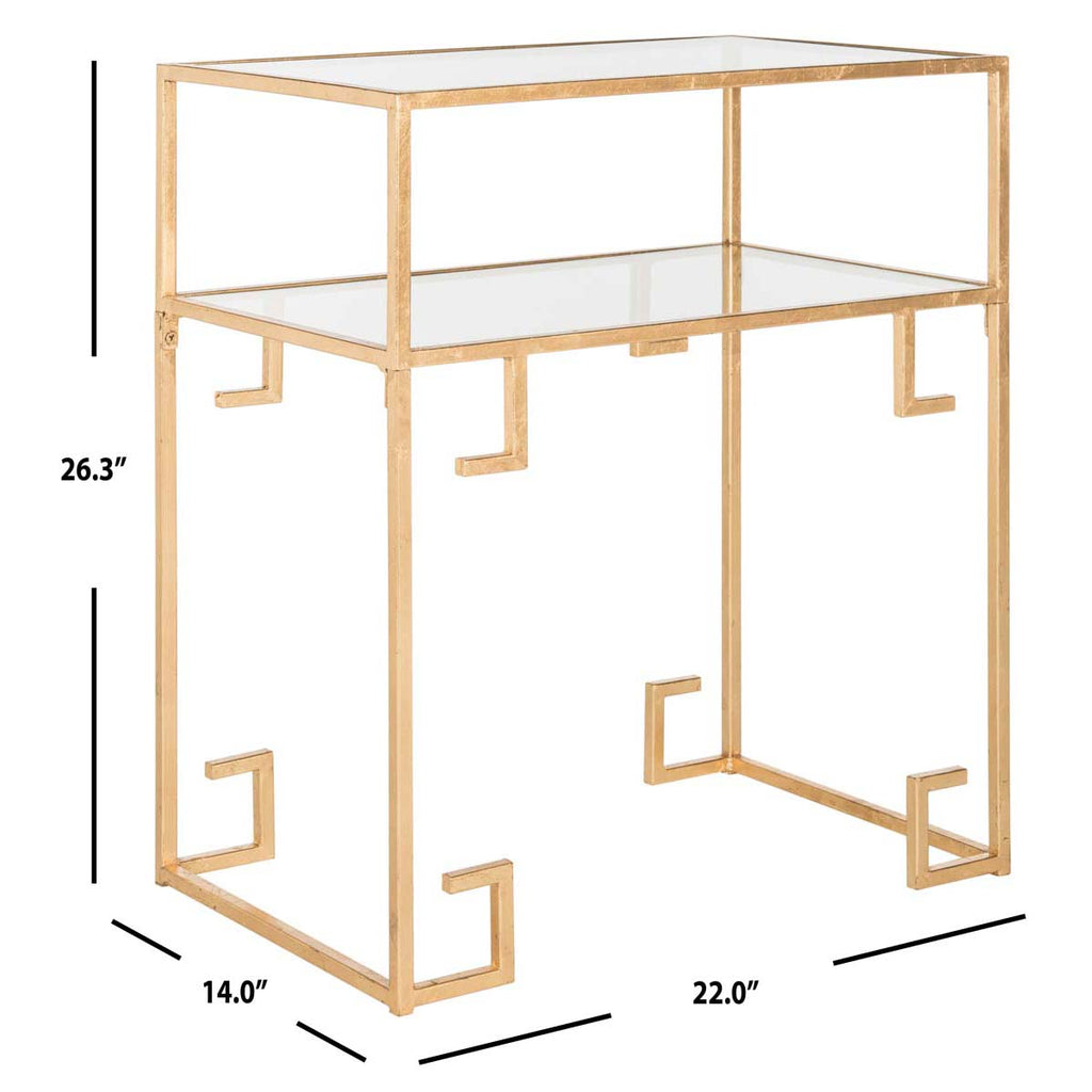 Safavieh Berdine Glass Top Greek Key Table - Gold/Mirror & Glass