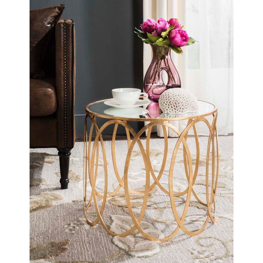 Safavieh Cyrah Gold Leaf Accent Table - Gold/Mirror