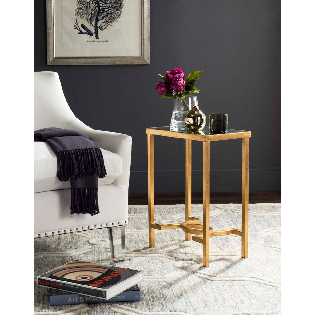 Safavieh Mita Mirror Top Gold Leaf End Table - Gold/Mirror