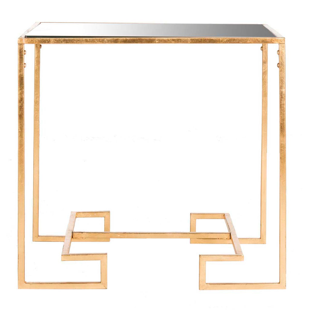 Safavieh Seamus Gold Leaf Greek Key Accent Table - Gold/Mirror