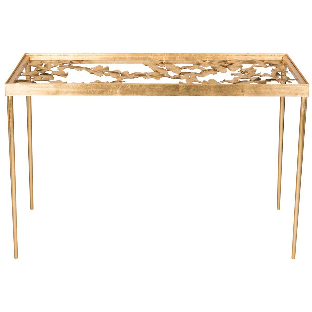 Safavieh Otto Ginkgo Leaf Desk - Gold/Glass