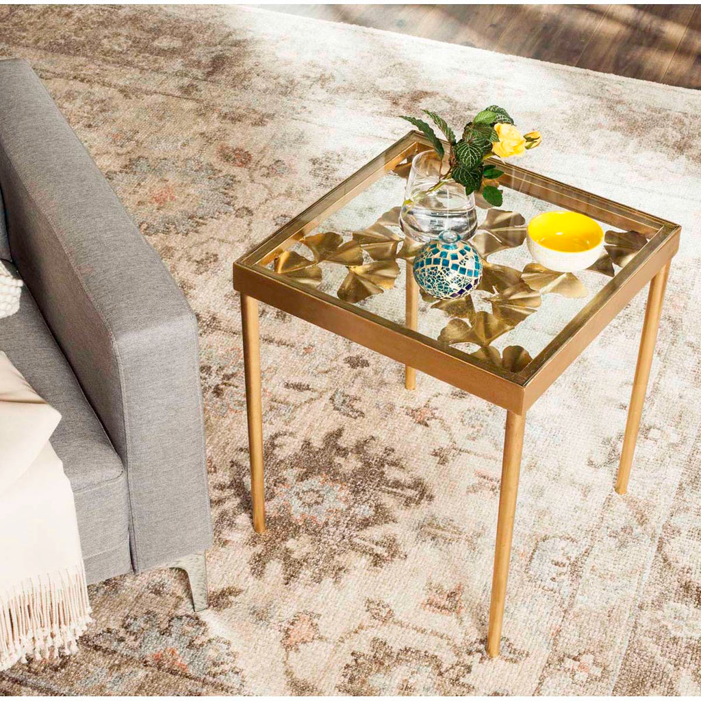 Safavieh Otto Ginko Leaf Side Table - Gold