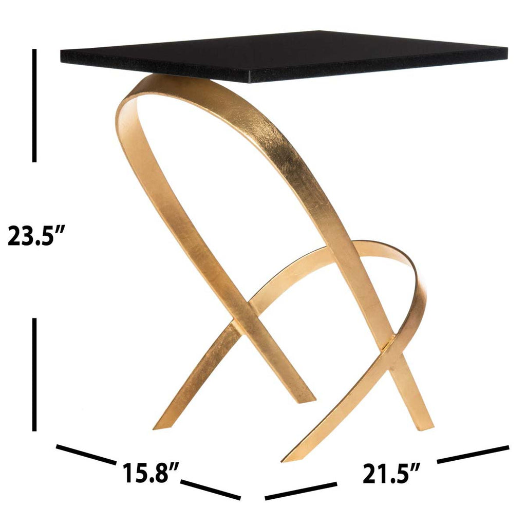 Safavieh Dovie Gold Leaf Glass Top Side Table - Gold/Black