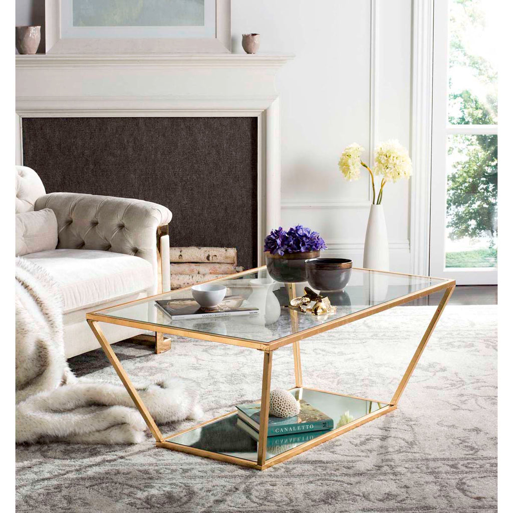 Safavieh Allene Gold Leaf Retro Coffee Table - Gold/Mirror