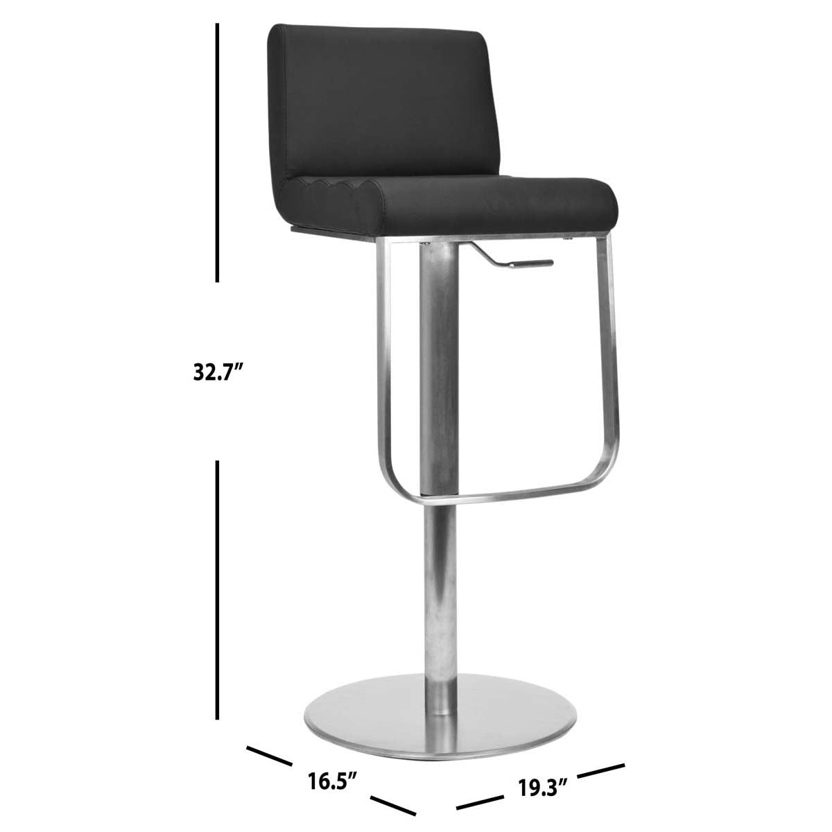 Safavieh Stanley Gas Lift Swivel Bar Stool Black Safavieh Home