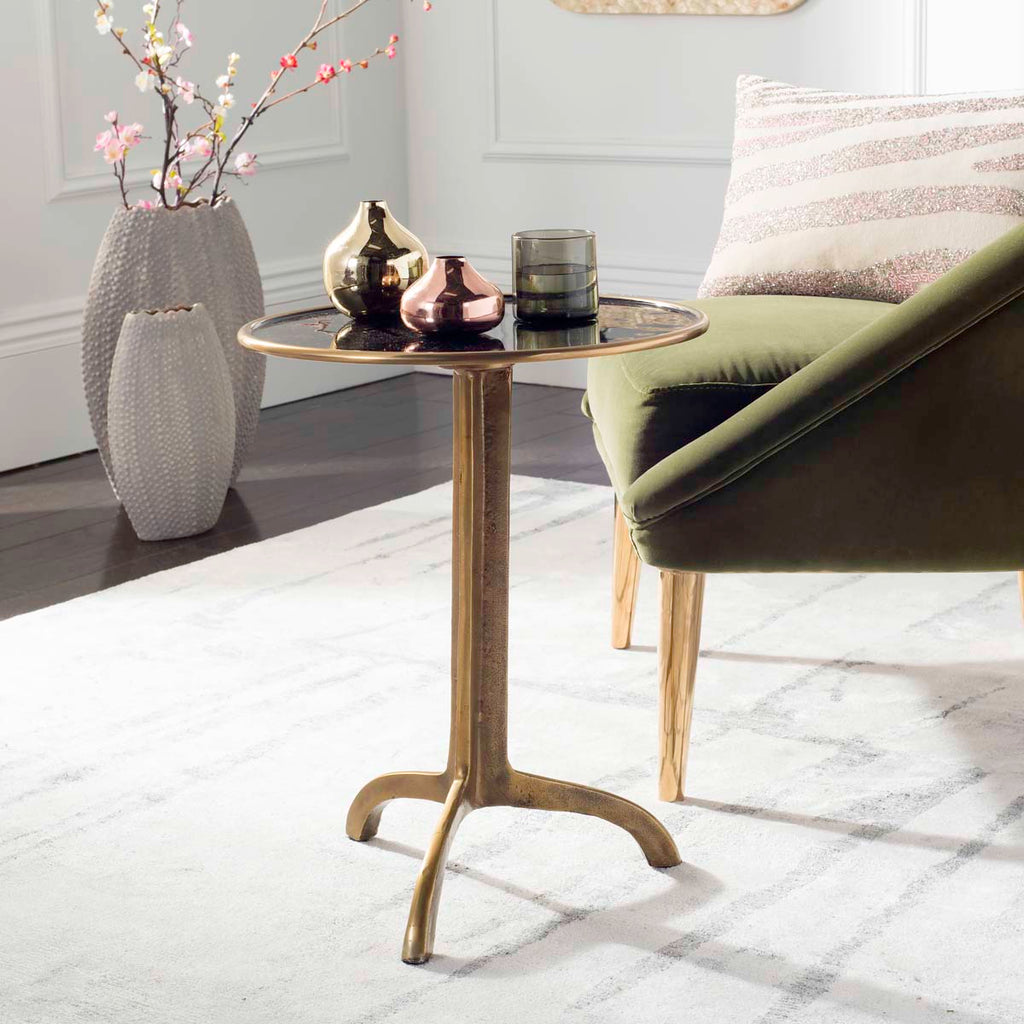 Safavieh Brent Accent Table - Antique Brass/Aluminum