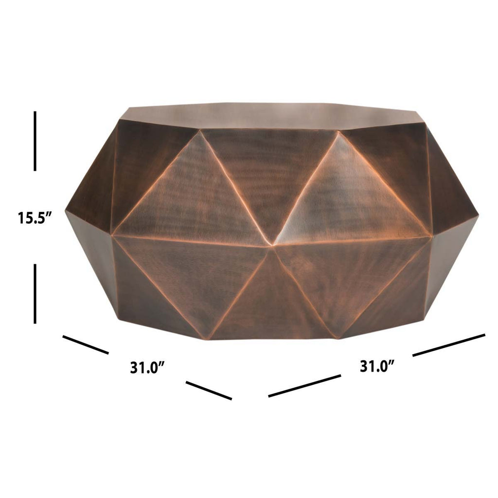 Safavieh Astrid Faceted Coffee Table - Copper