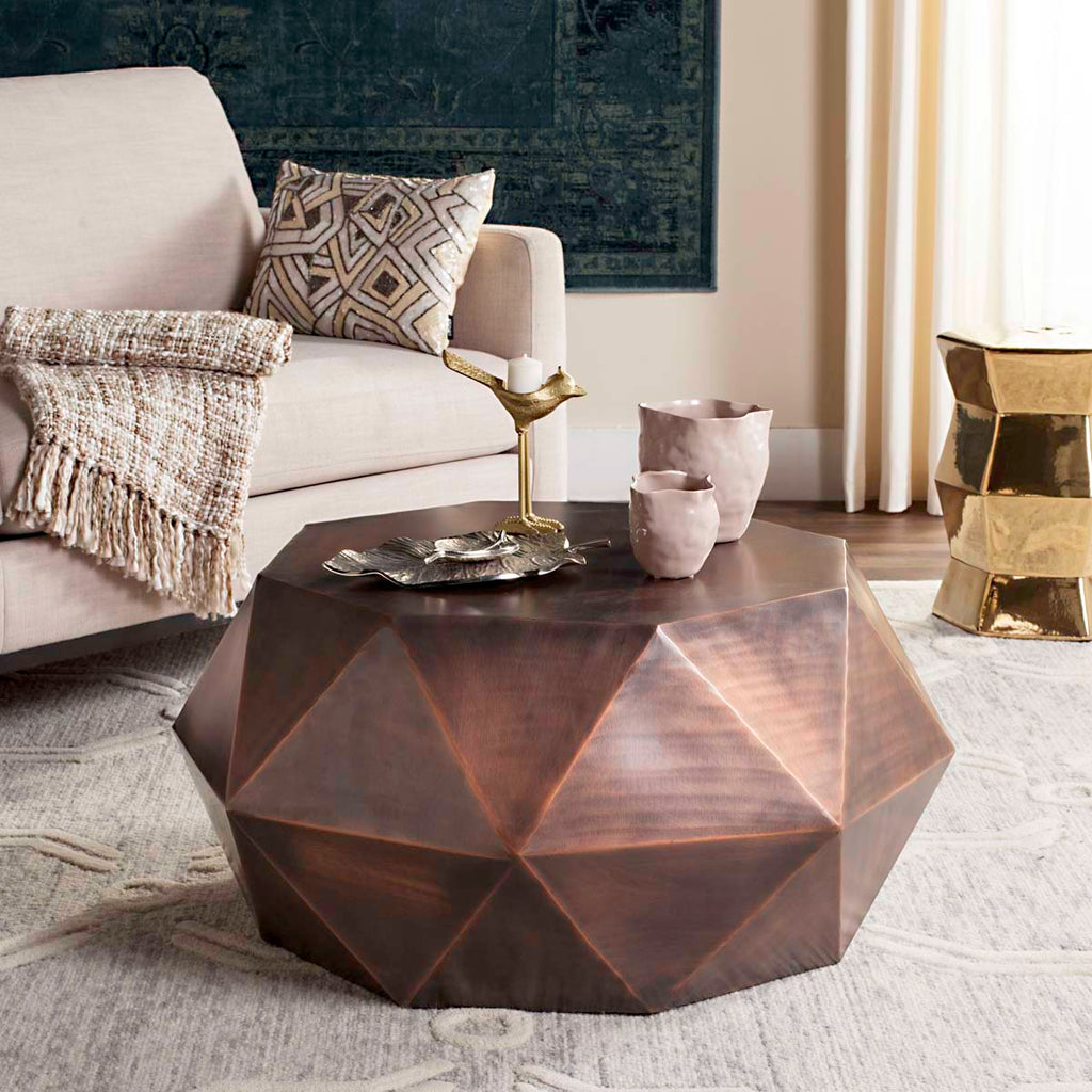 Safavieh Astrid Faceted Coffee Table - Copper