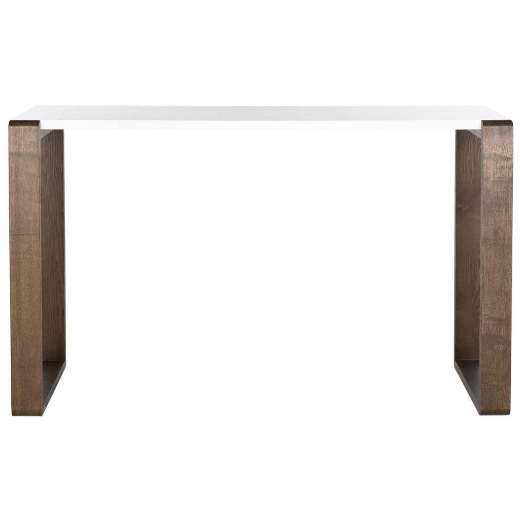 Safavieh Bartholomew Mid Century Scandinavian Lacquer Console Table - White/Dark Brown