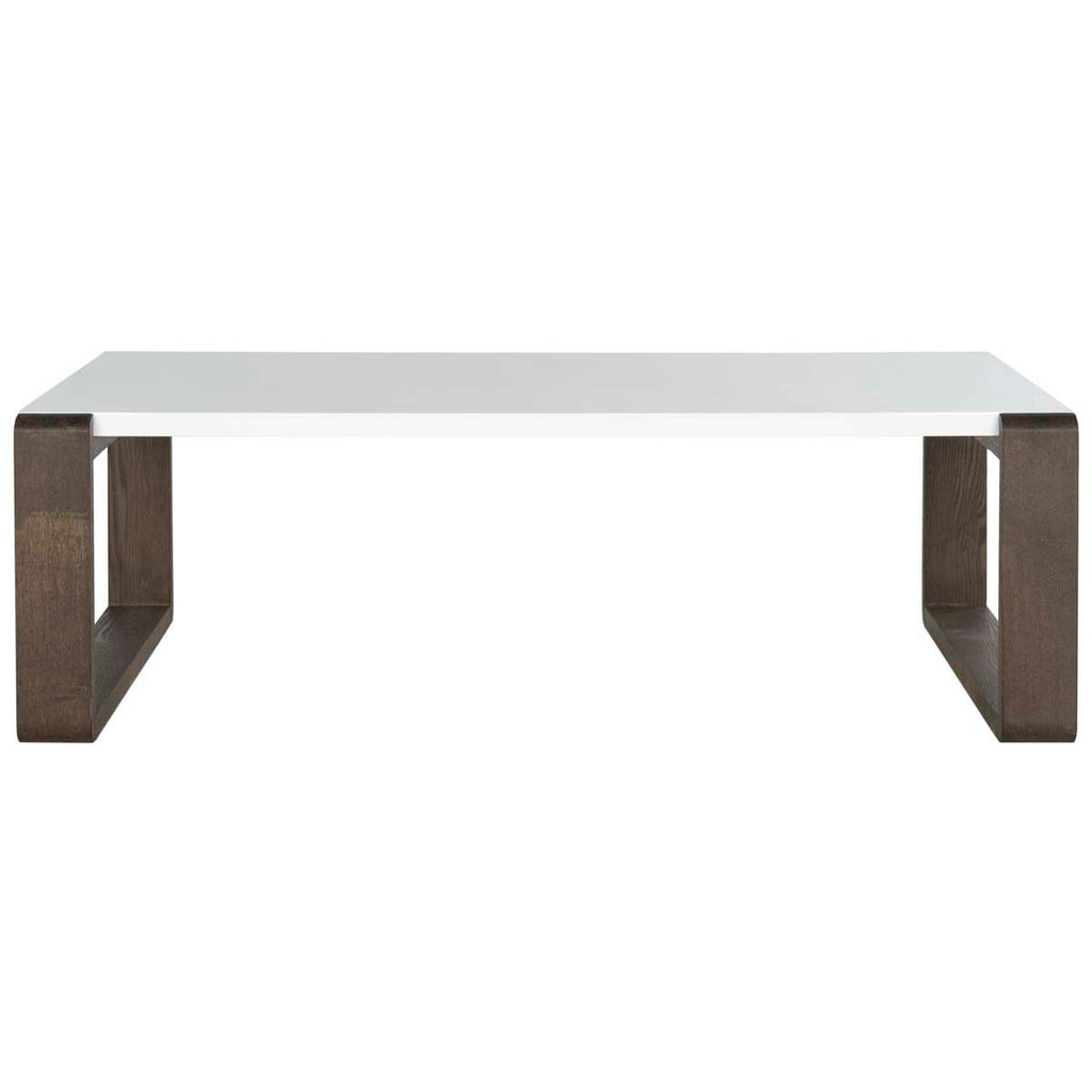 Safavieh Bartholomew Mid Century Scandinavian Lacquer Coffee Table - White/Dark Brown