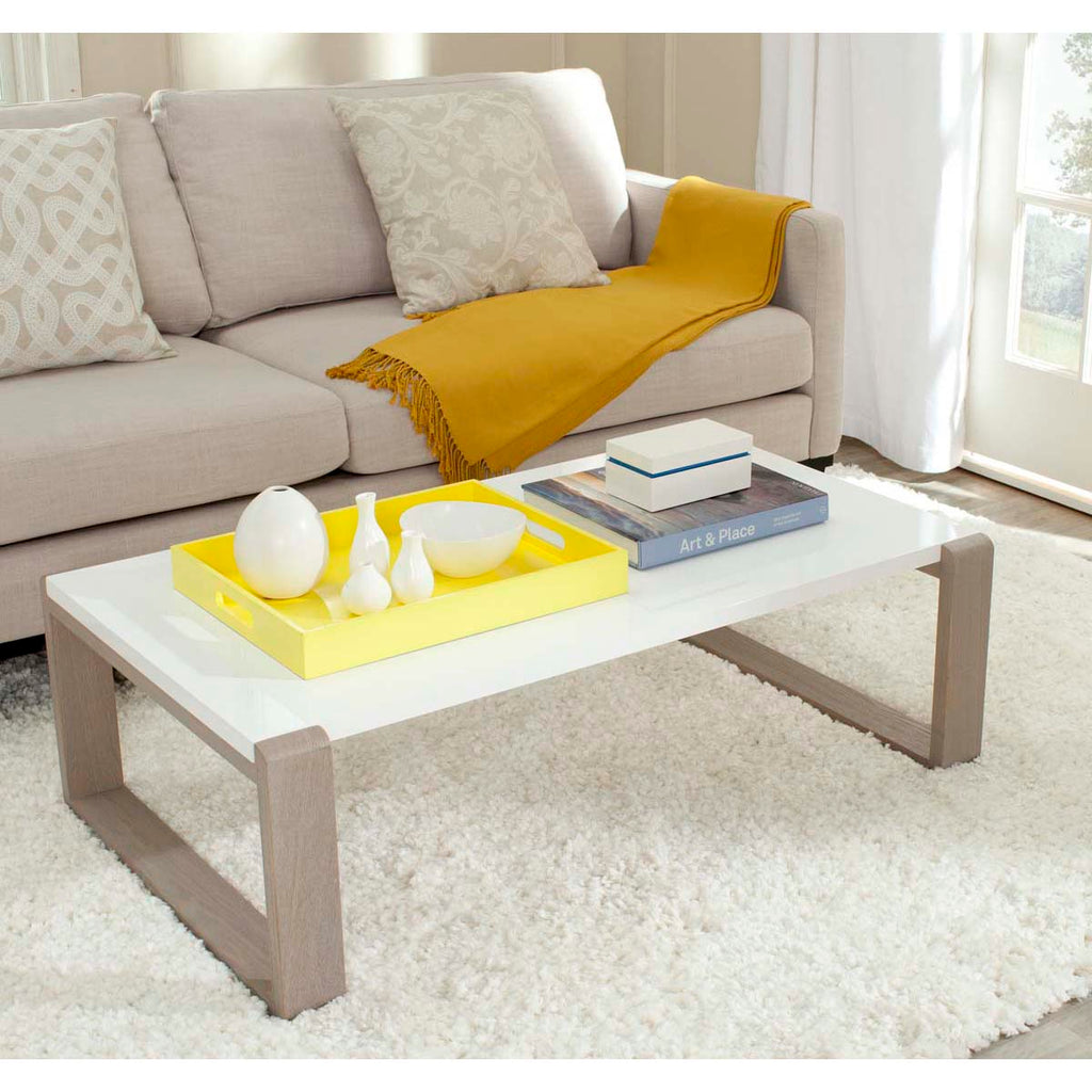 Safavieh Bartholomew Mid Century Scandinavian Lacquer Coffee Table - White/Grey