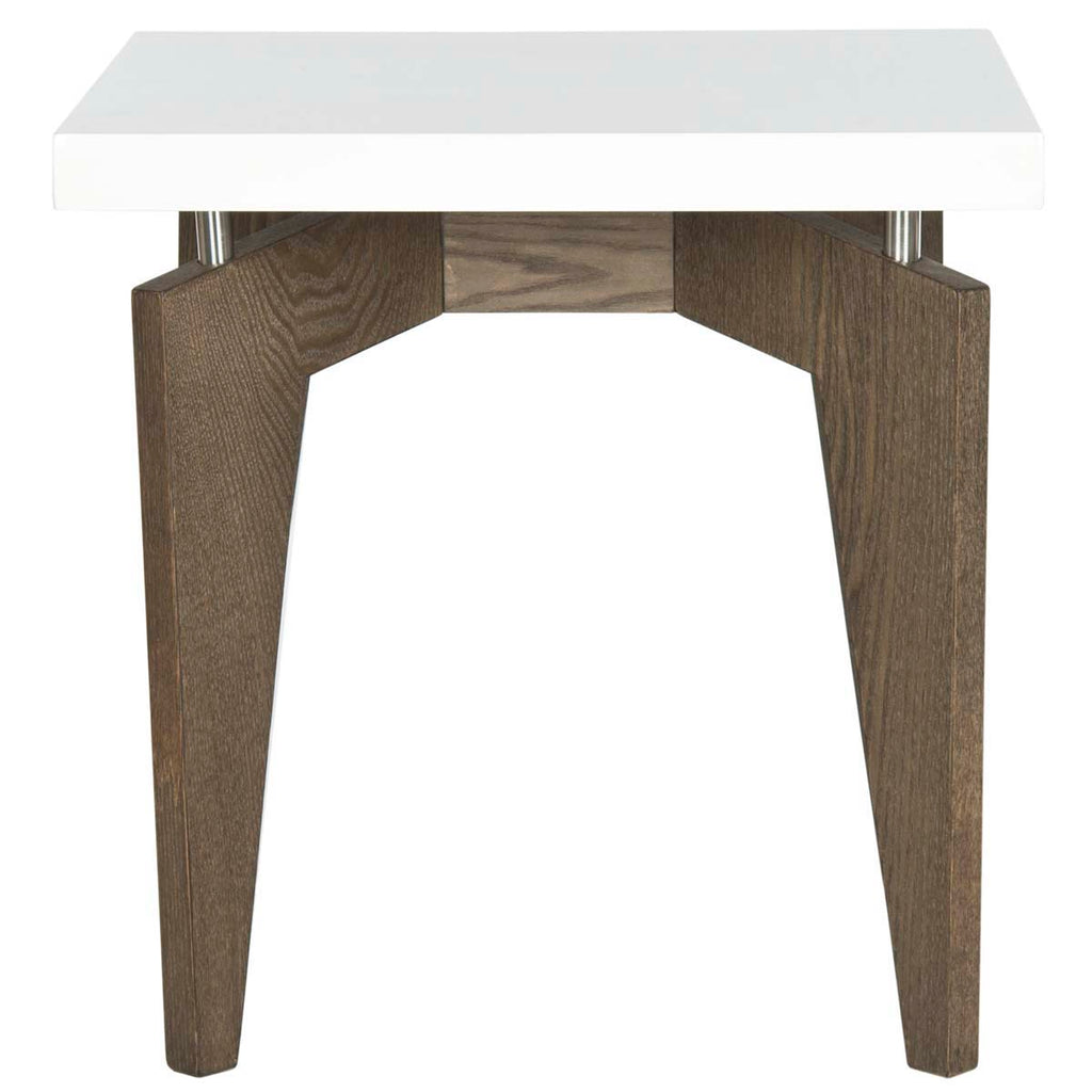 Safavieh Josef Retro Lacquer Floating Top Lacquer End Table - White/Dark Brown