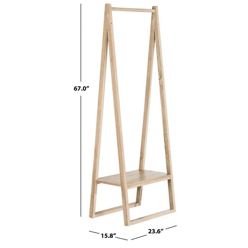 Safavieh Afia 67'' Retro Mid Century Coat Rack - Light Oak