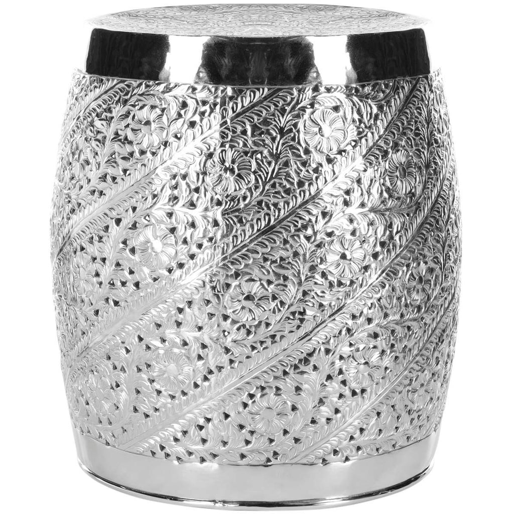 Safavieh Liam Etched Stool - Silver