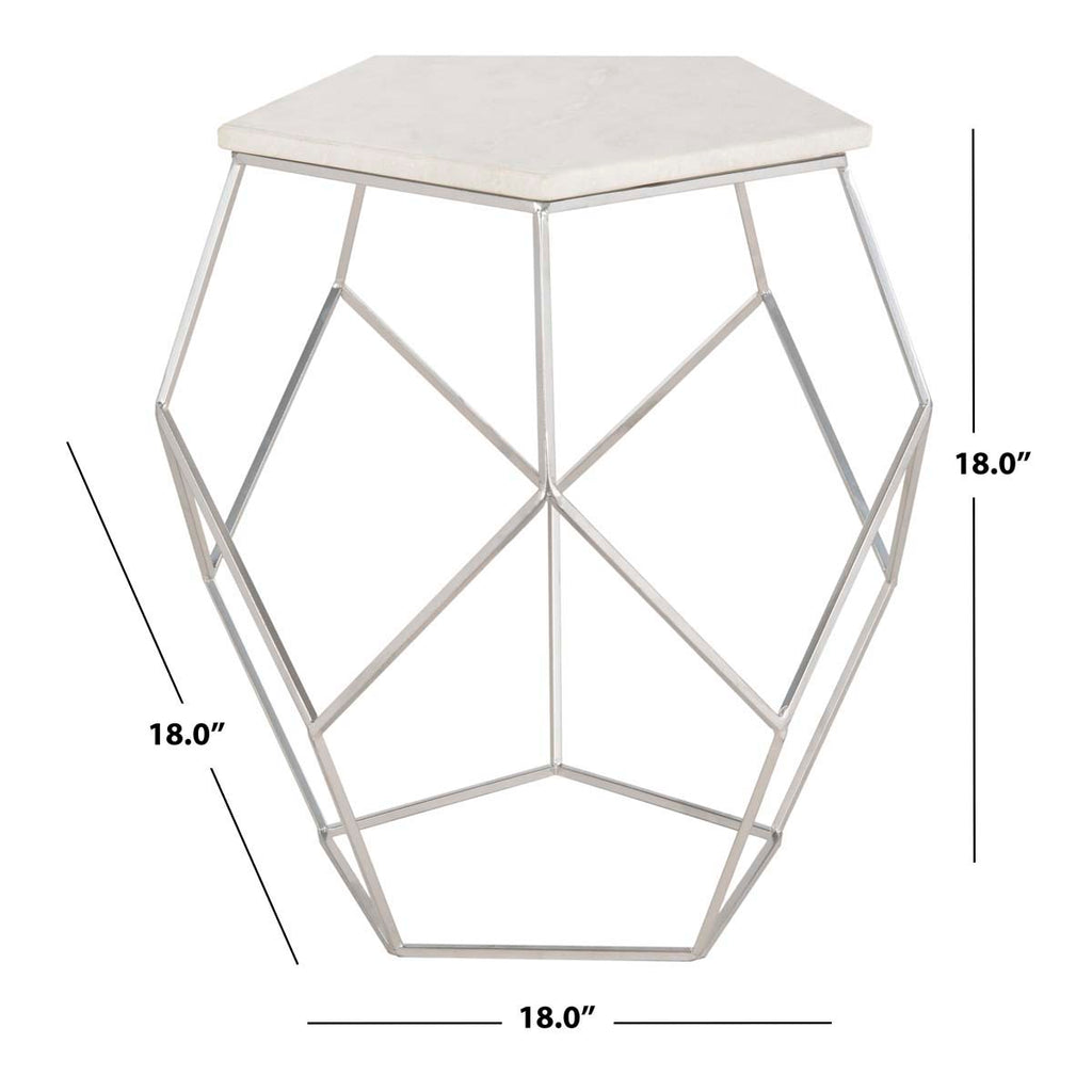 Safavieh Modern Pentagon Marble Top Side Table - Marble/Silver