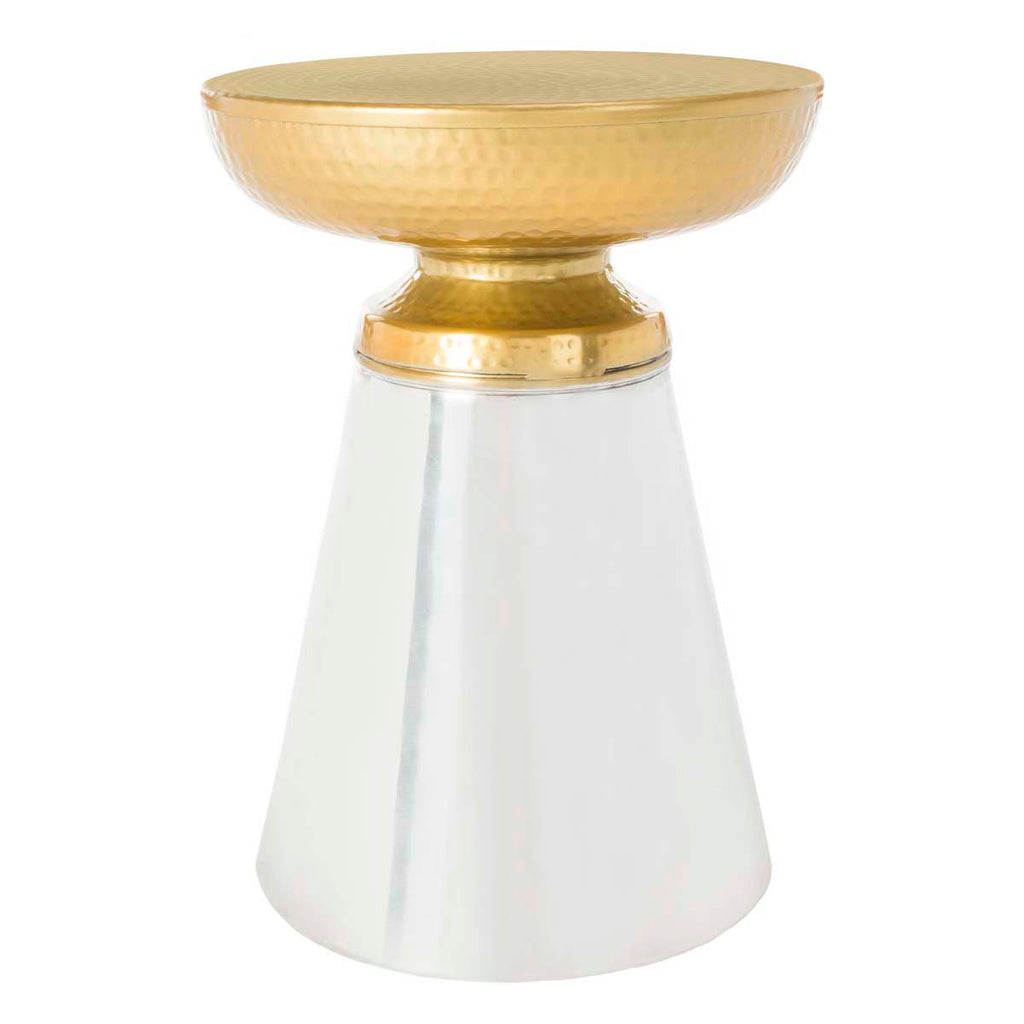 Safavieh Dov Drum Side Table - Gold/Nickle