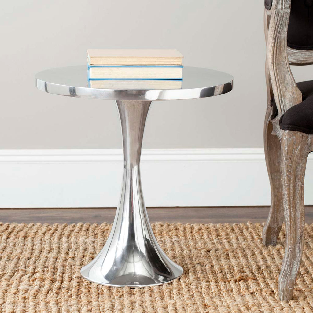 Safavieh Galium Aluminum Round Top Side Table - Silver