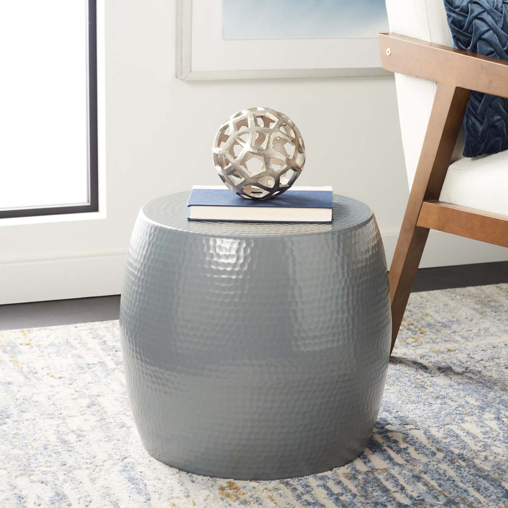 Safavieh Vanadium Round Hammered Stool - Dark Grey