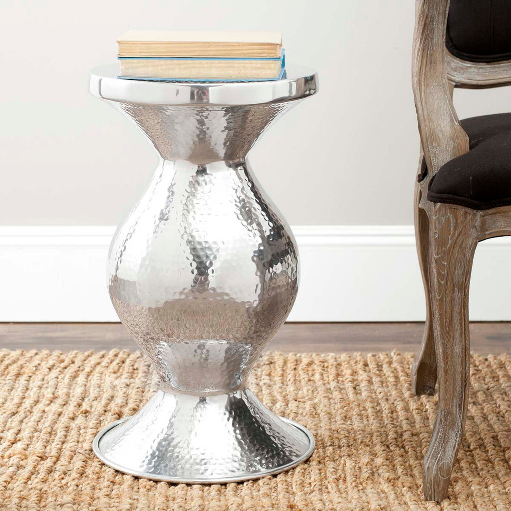 Safavieh Astrid Small Hammered Stool - Silver