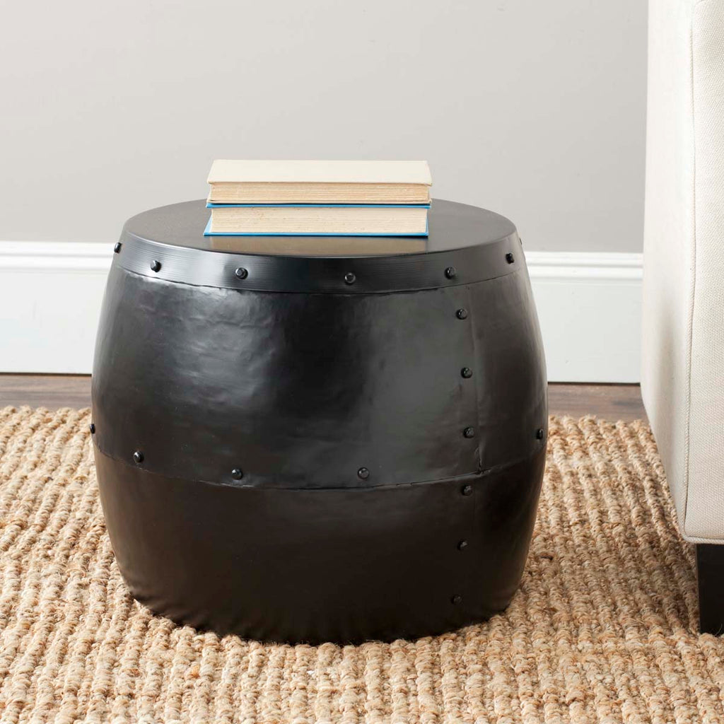 Safavieh Hogan Iron Drum Stool - Black