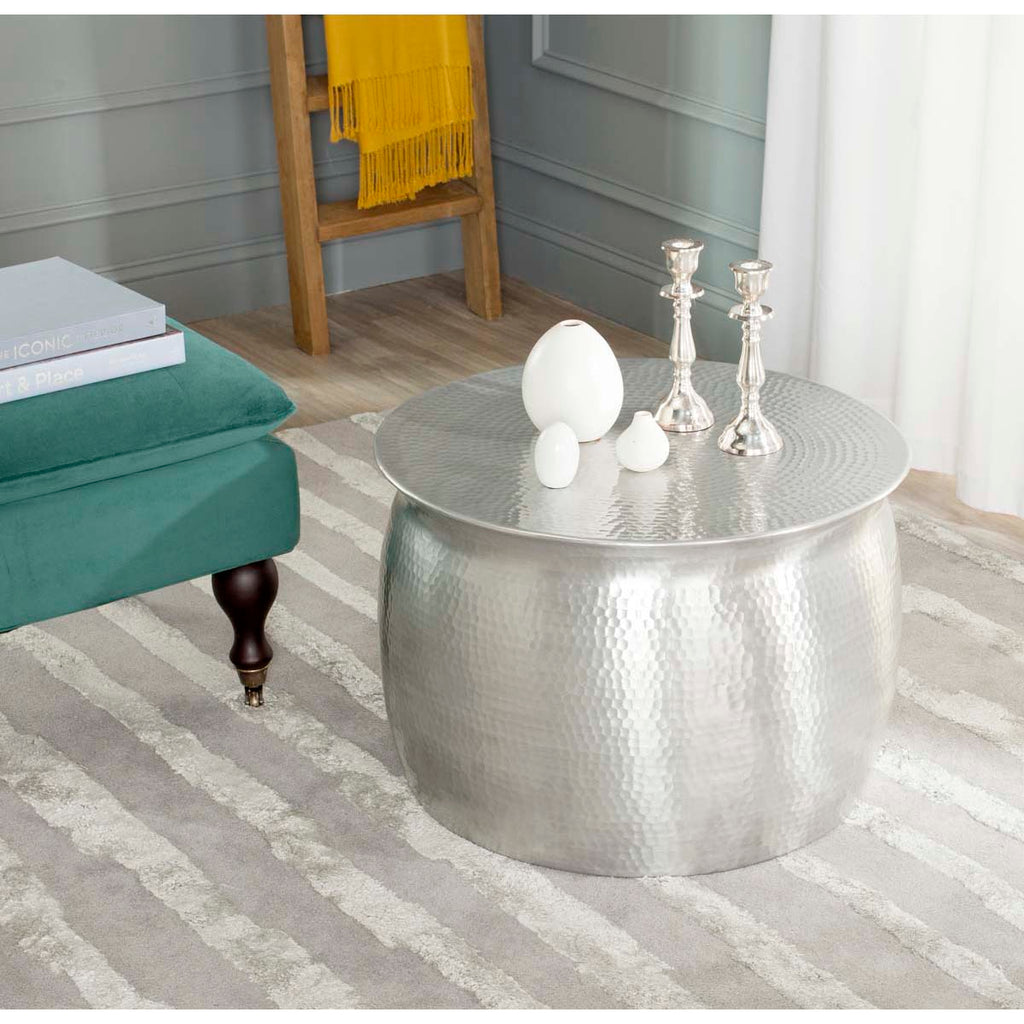 Safavieh Aztec Hammered Metal Table Stool - Silver