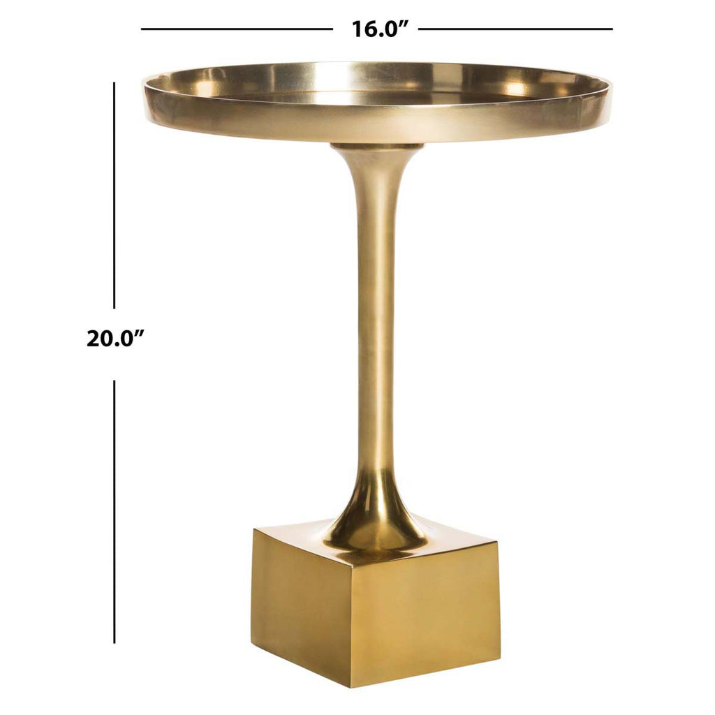 Safavieh Corvus Round Side Table - Antique Brass