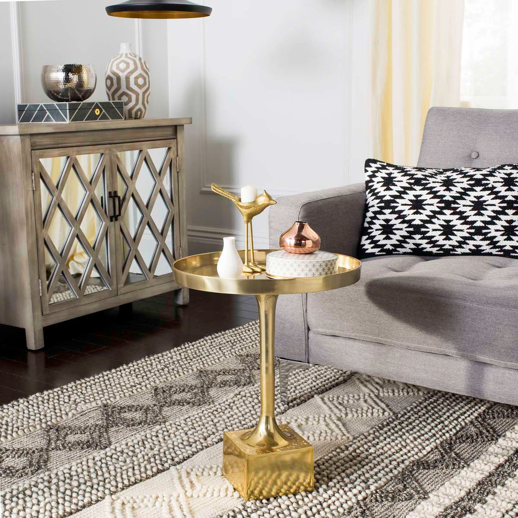 Safavieh Corvus Round Side Table - Antique Brass