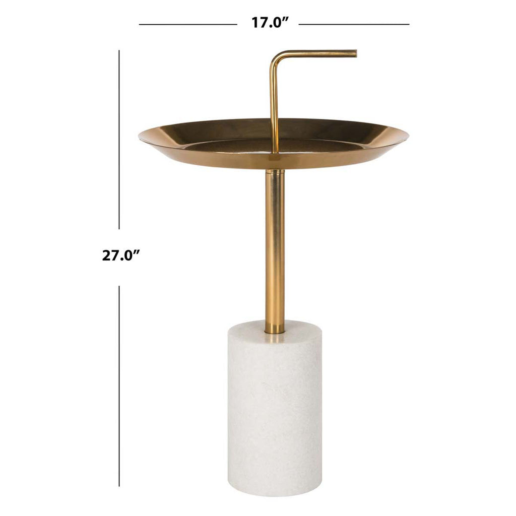 Safavieh Apollo Round Brass Top Side Table - Brass/Marble