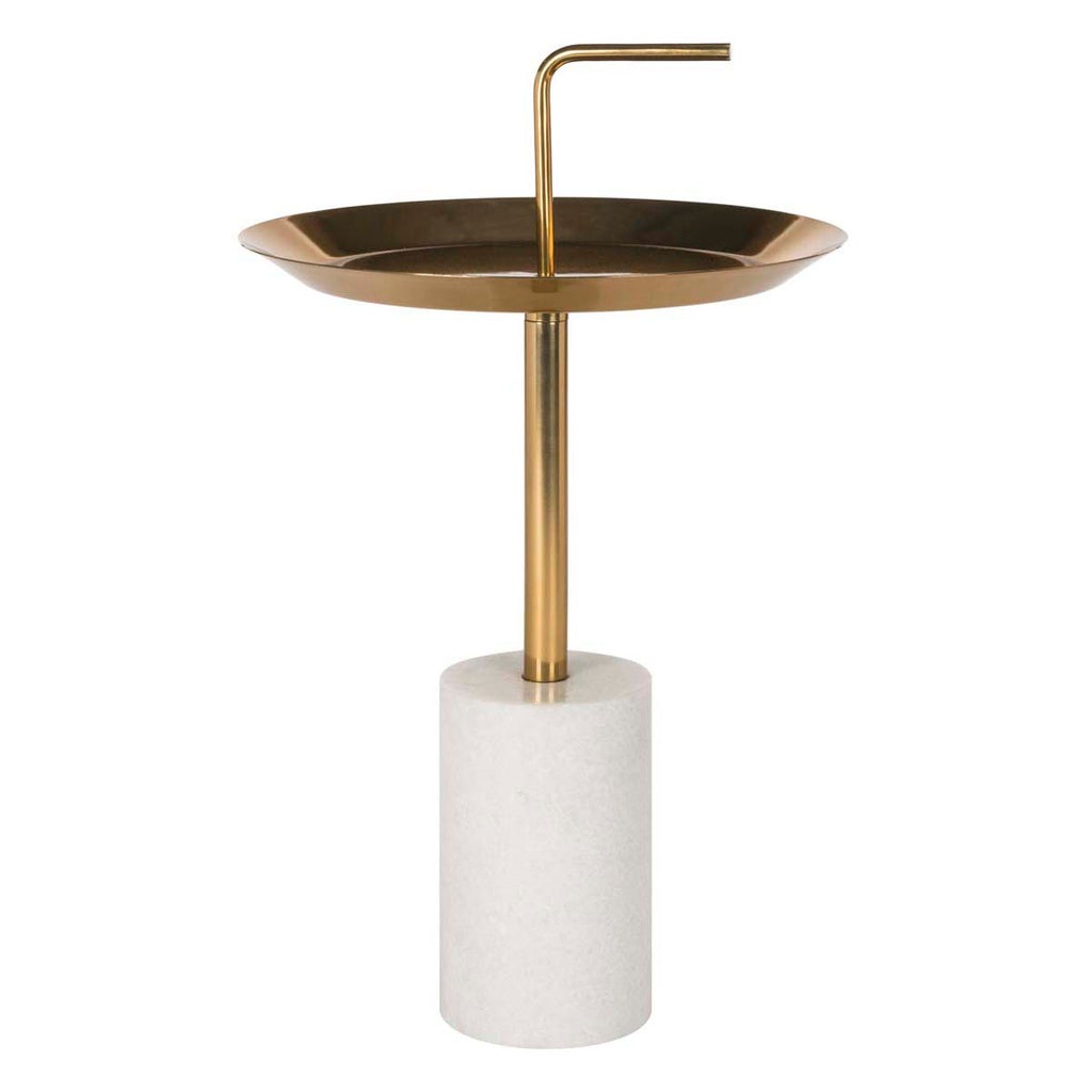 Safavieh Apollo Round Brass Top Side Table - Brass/Marble