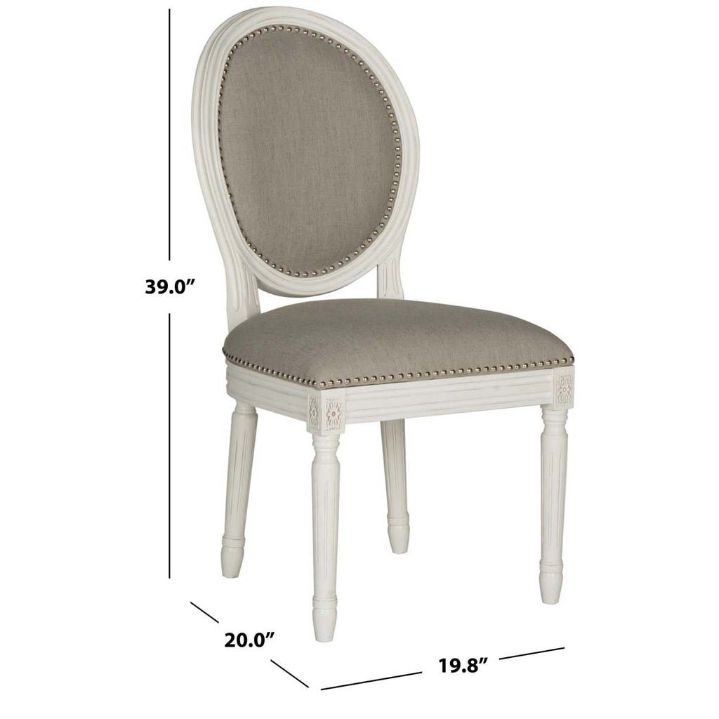 Safavieh Holloway 19''H French Brasserie Linen Oval Side Chair-Light Grey/Cream (Set of 2)