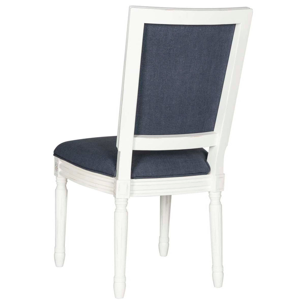 Safavieh Buchanan 19''H French Brasserie Linen Rect Side Chair-Navy/Cream (Set of 2)