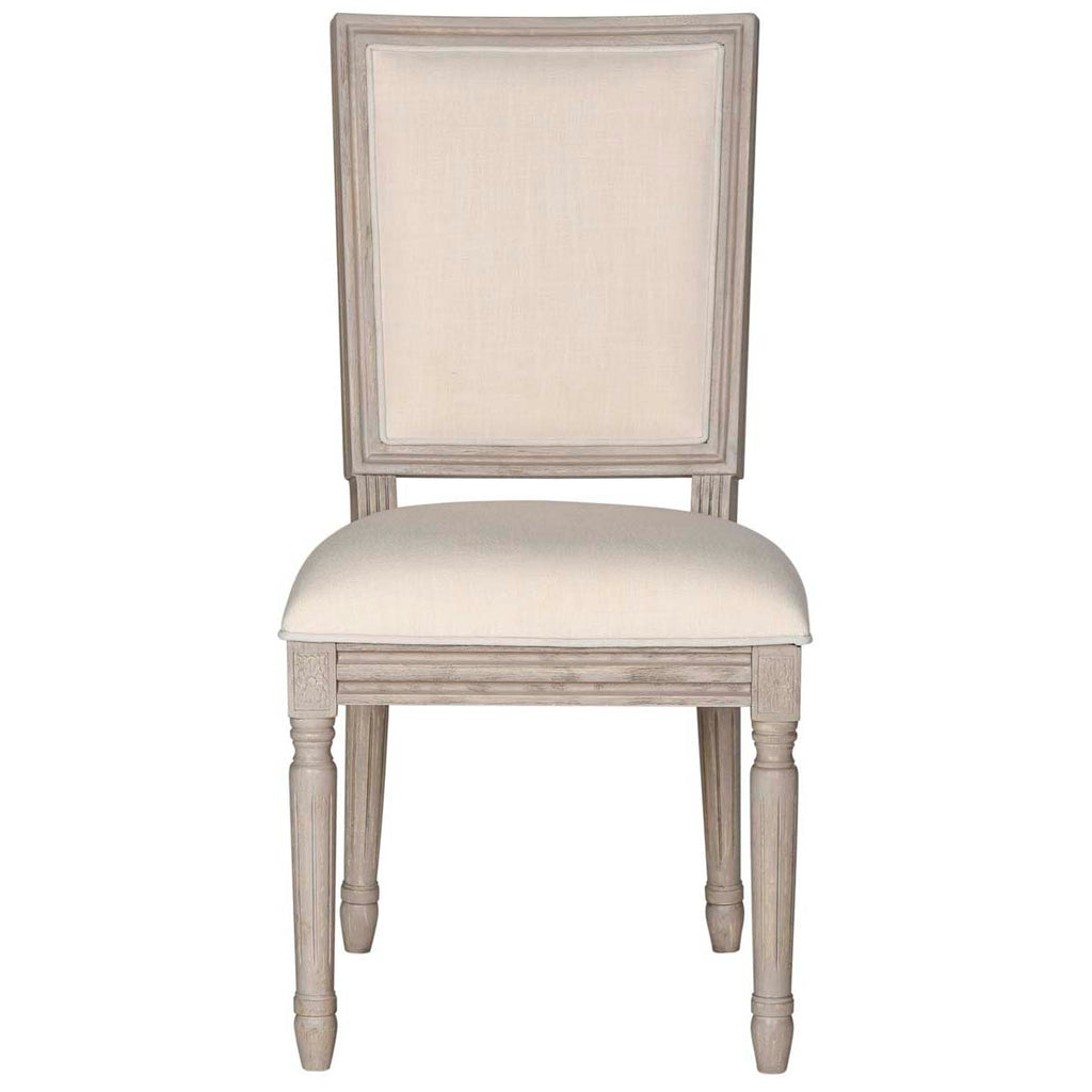 Safavieh Buchanan 19''H French Brasserie Linen Rect Side Chair-Light Beige/Rustic Grey (Set of 2)