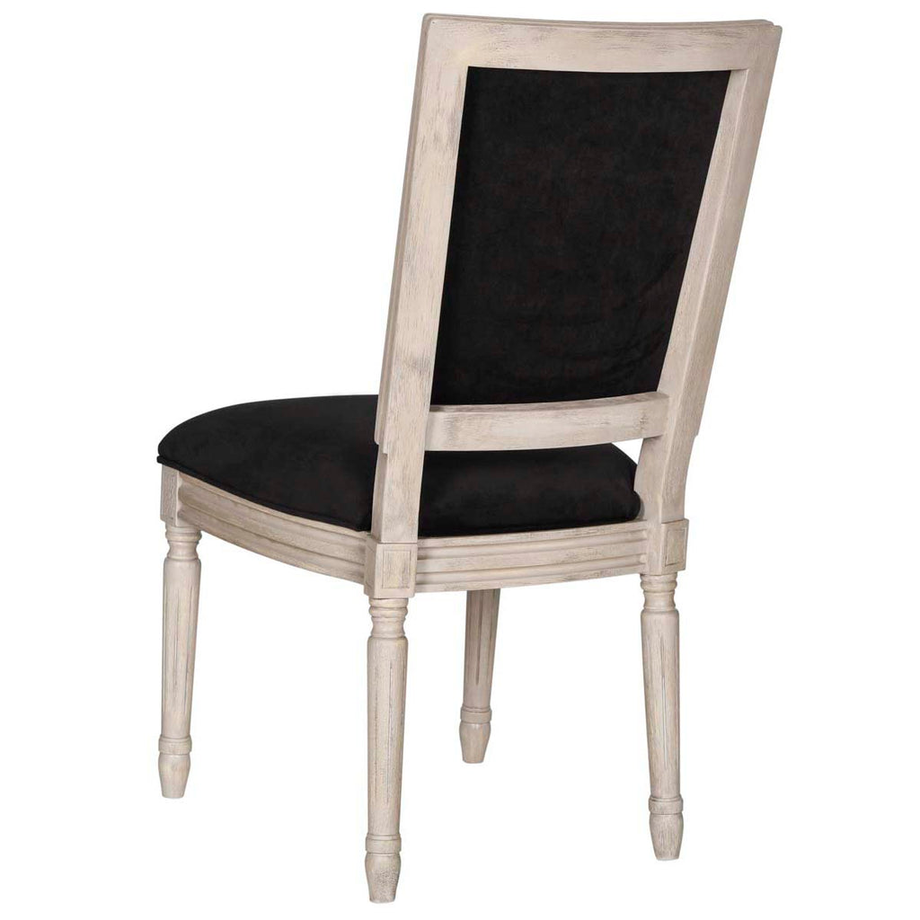 Safavieh Buchanan 19''H French Brasserie Velvet Rect Side Chair-Black Velvet/Rustic Grey (Set of 2)