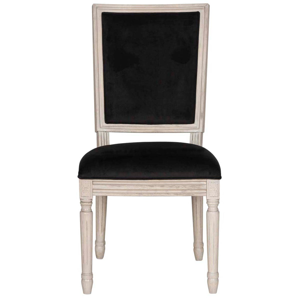 Safavieh Buchanan 19''H French Brasserie Velvet Rect Side Chair-Black Velvet/Rustic Grey (Set of 2)