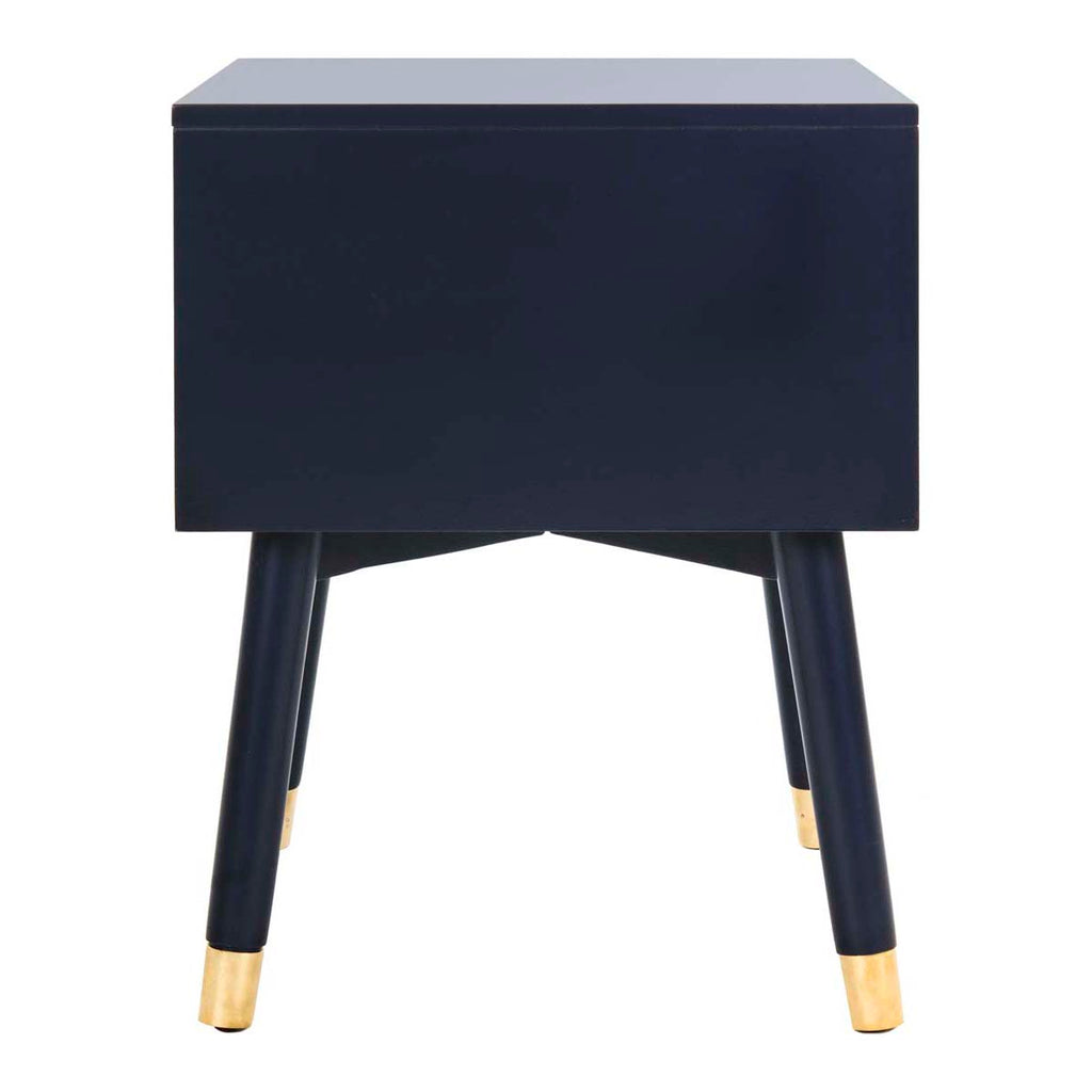 Safavieh Lyla Mid Century Retro Gold Cap Nightstand - Navy/Gold