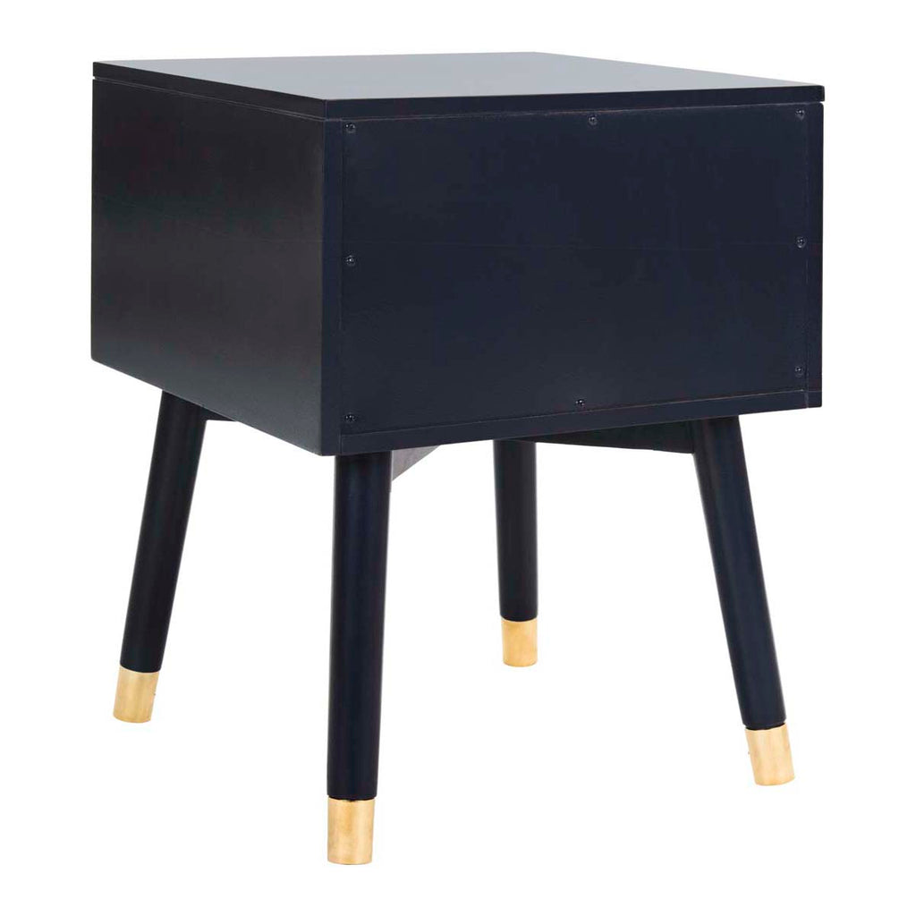 Safavieh Lyla Mid Century Retro Gold Cap Nightstand - Navy/Gold