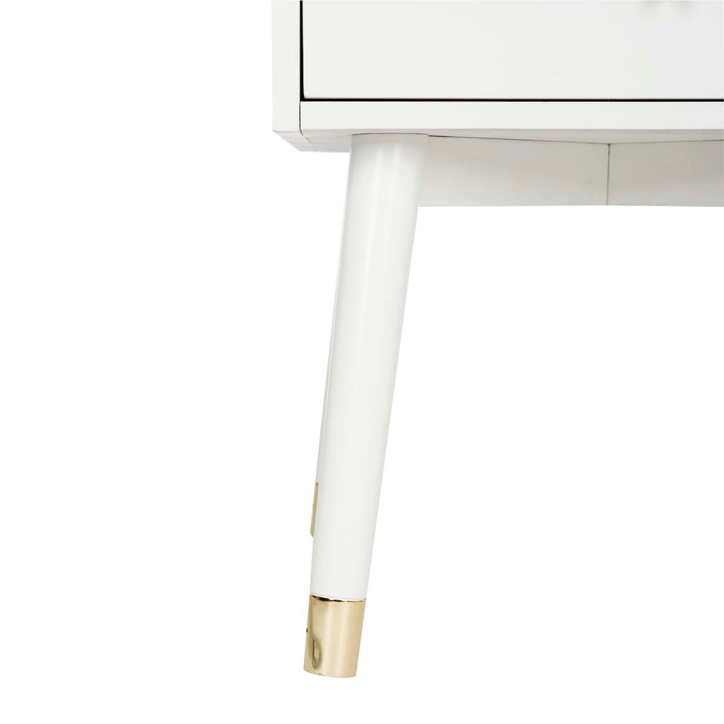 Safavieh Lyla Mid Century Retro Gold Cap Nightstand - White/Gold