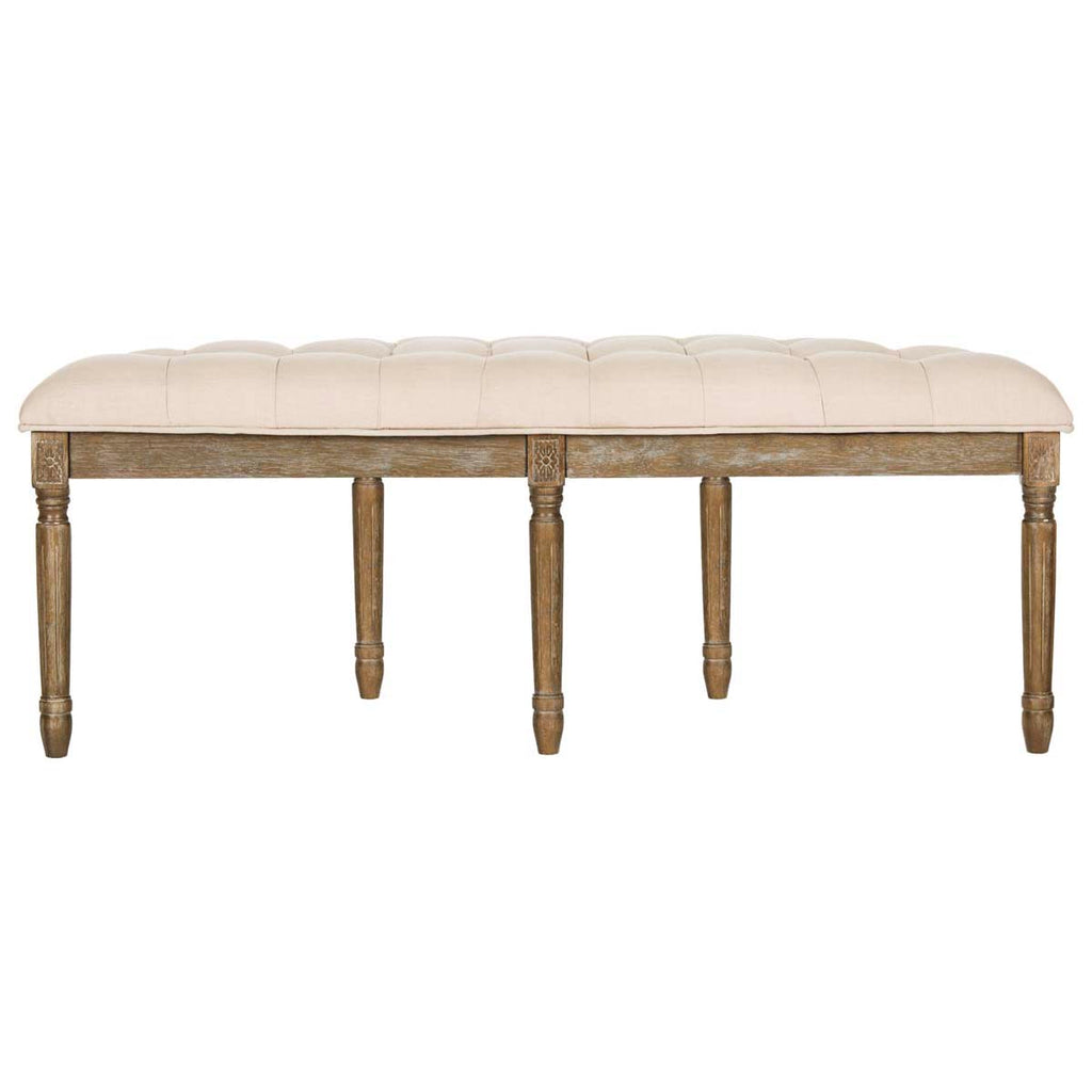 Safavieh Abilene Tufted Rustic Semi Circle Bench - Beige/Rustic Oak