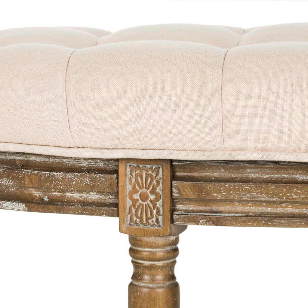 Safavieh Abilene Tufted Rustic Semi Circle Bench - Beige/Rustic Oak