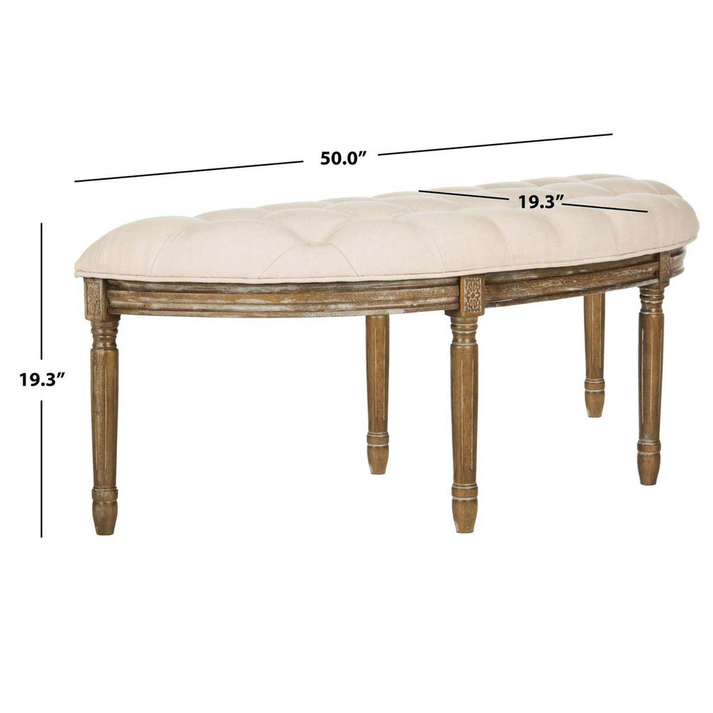 Safavieh Abilene Tufted Rustic Semi Circle Bench - Beige/Rustic Oak