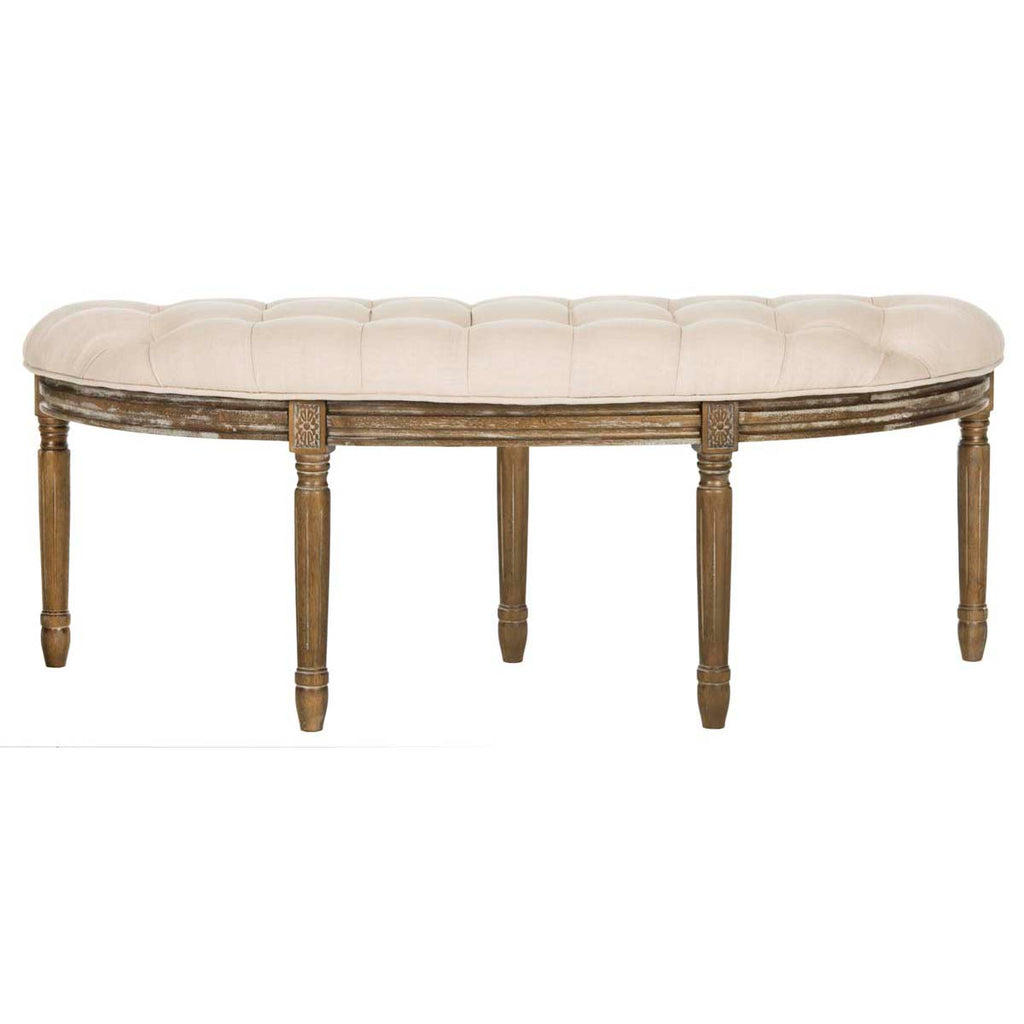 Safavieh Abilene Tufted Rustic Semi Circle Bench - Beige/Rustic Oak