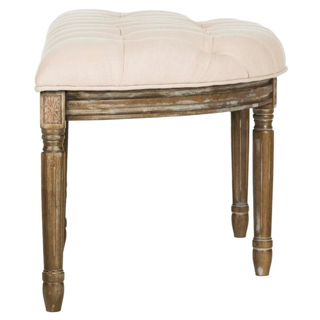 Safavieh Abilene Tufted Rustic Semi Circle Bench - Beige/Rustic Oak