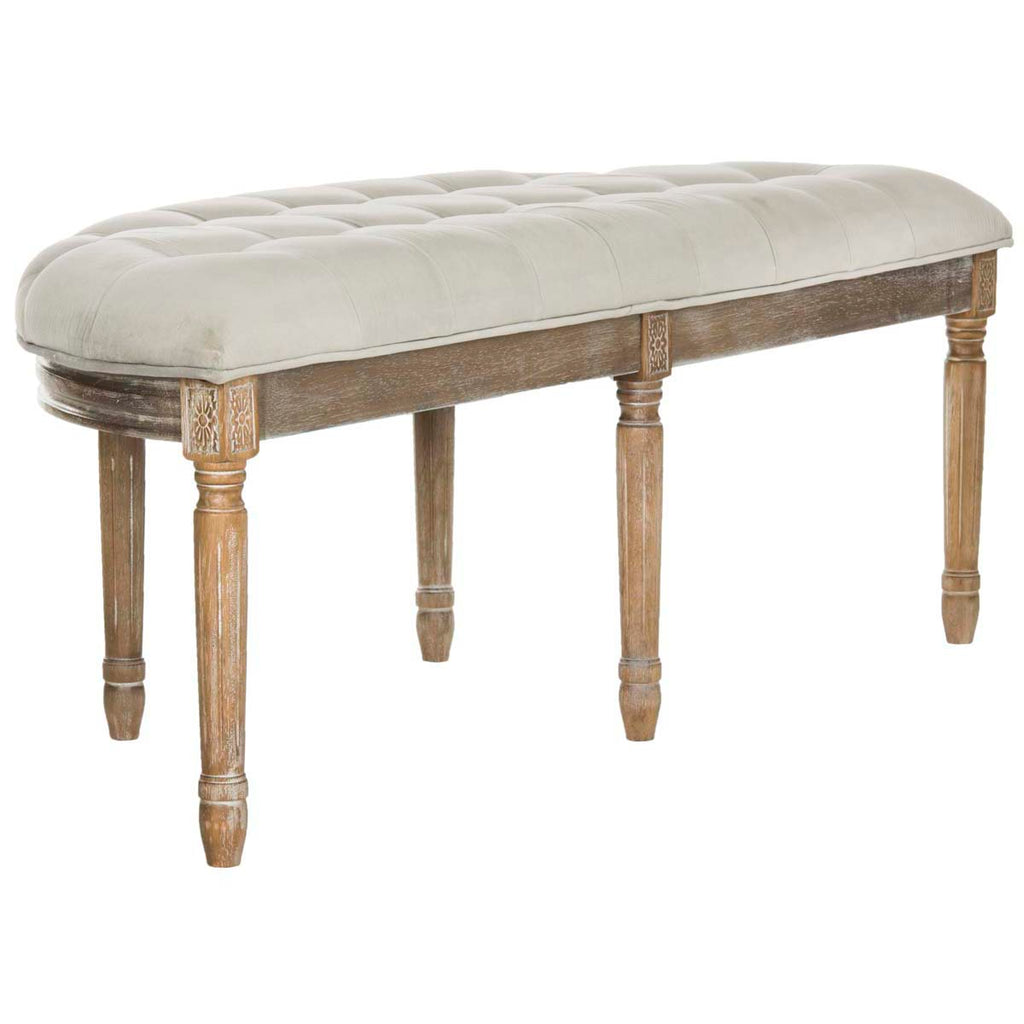 Safavieh Abilene Tufted Rustic Semi Circle Bench - Grey Velvet/Rustic Oak