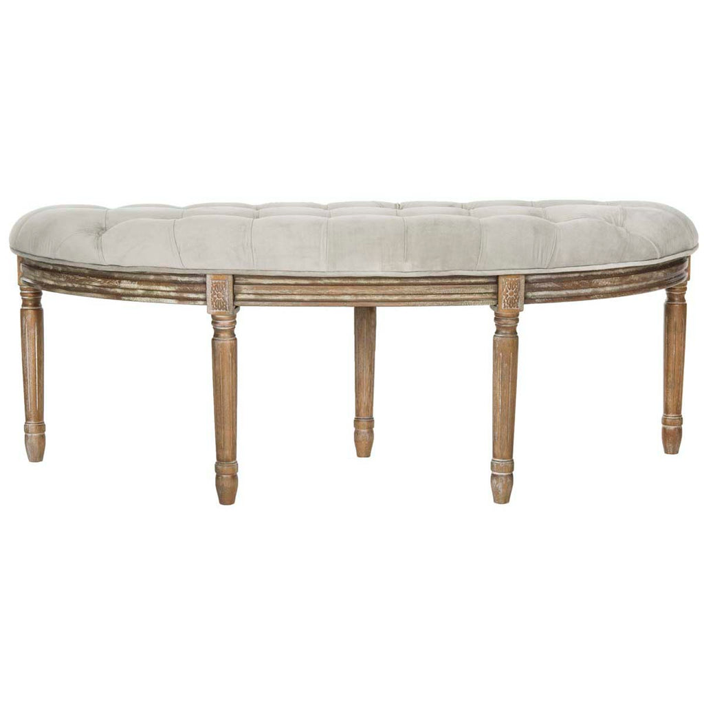 Safavieh Abilene Tufted Rustic Semi Circle Bench - Grey Velvet/Rustic Oak