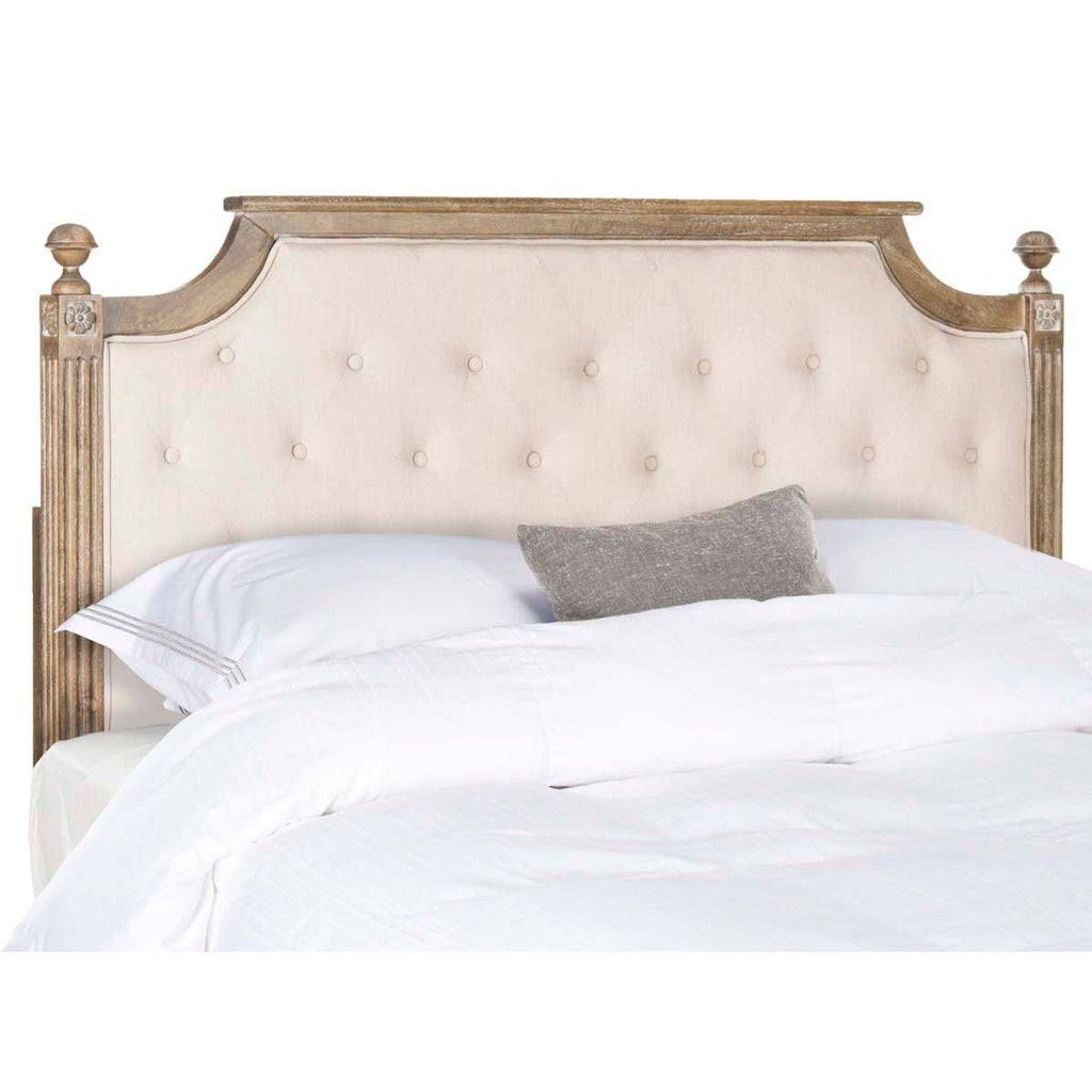 Safavieh Rustic Wood Beige Tufted Linen Twin Headboard - Beige