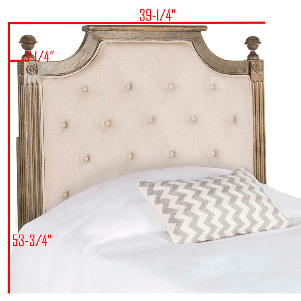 Safavieh Rustic Wood Beige Tufted Linen Twin Headboard - Beige