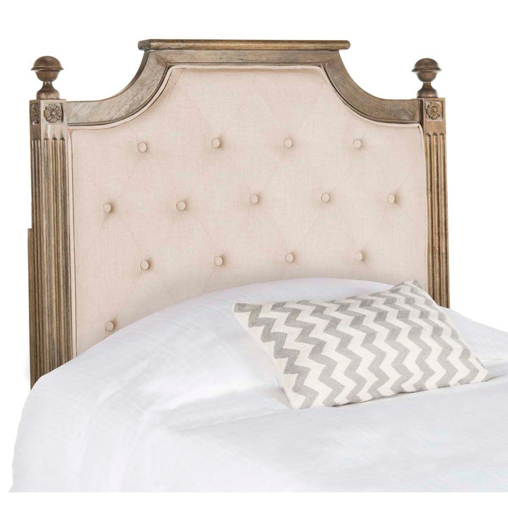 Safavieh Rustic Wood Beige Tufted Linen Twin Headboard - Beige