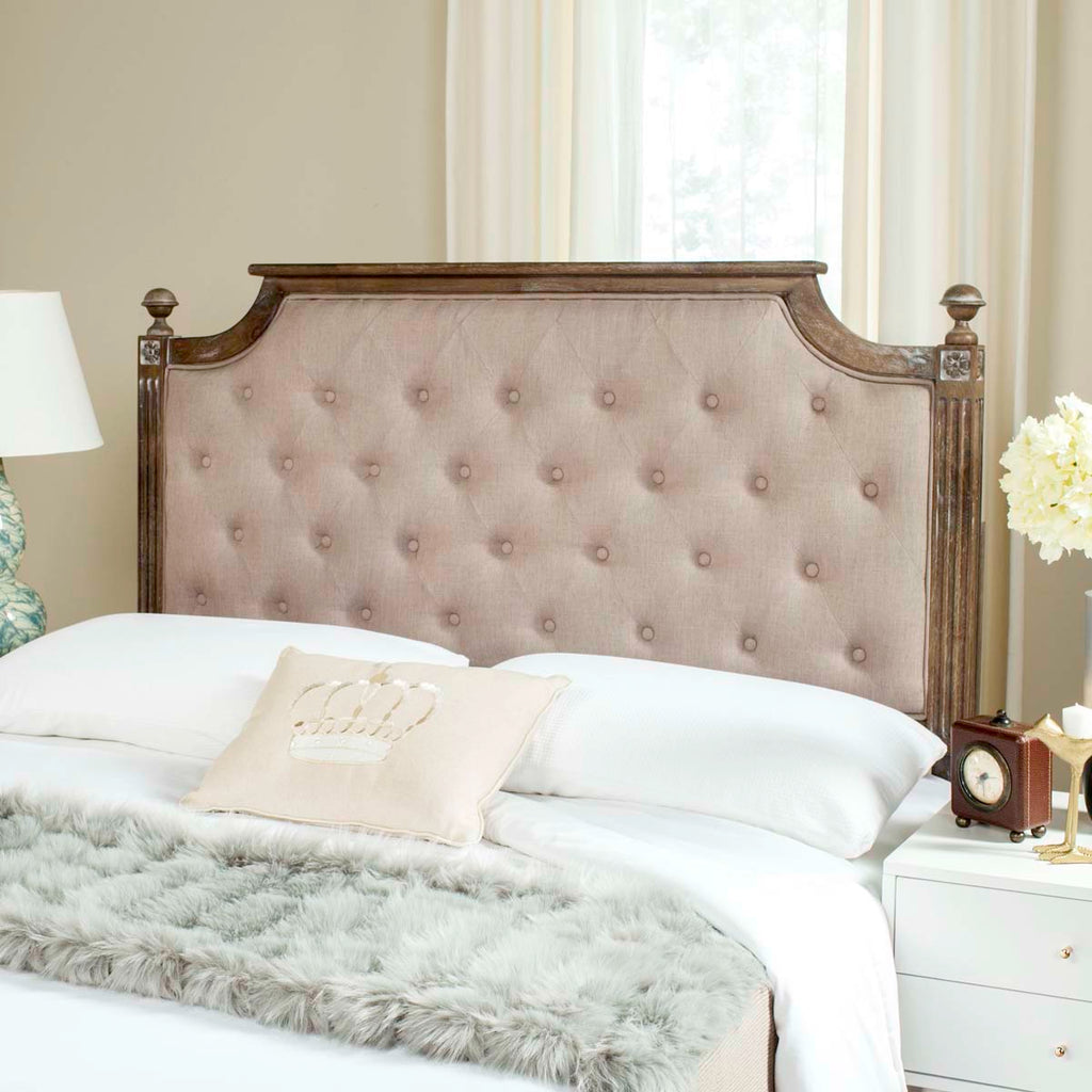 Safavieh Rustic Wood Taupe Tufted Linen Twin Headboard - Taupe